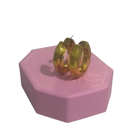 Swarovski Women's Hoop Earrings Lucent Yellow Gold Aluminum, Crystals - Picture 3 of 6